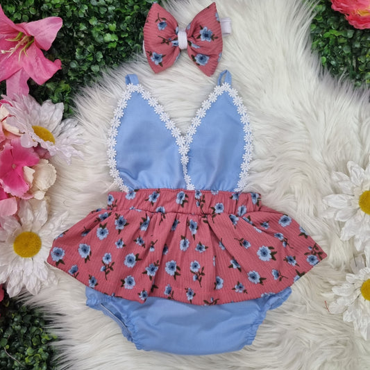 Flores baby blue rosado